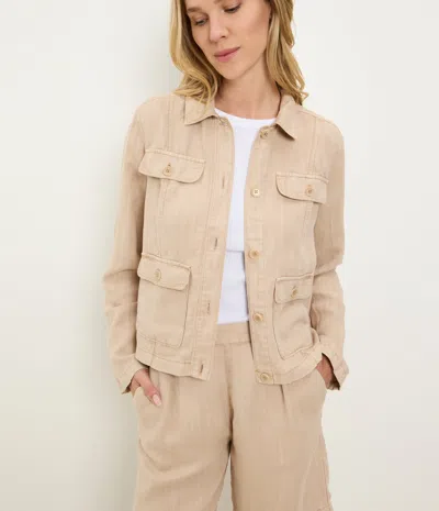 Michael Stars Nash Linen Blend Jacket In Brown