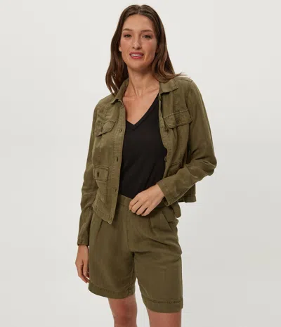 Michael Stars Nash Linen Blend Jacket In Green