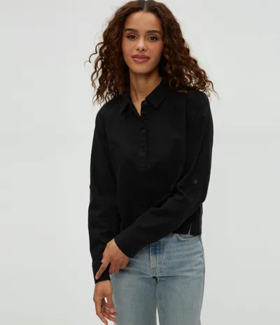 Michael Stars Nat Collar Shirt In Black