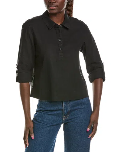 Michael Stars Nat Linen-blend Shirt In Black