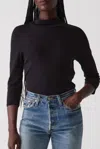 Michael Stars Nico 3/4 Sleeve Mock Neck In Black In Black