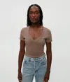 Michael Stars Nikki V-neck Tee In Cobblestone