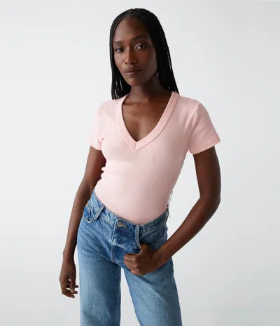 Michael Stars Nikki V-neck Tee In Grapefruit