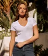 Michael Stars Nikki V-neck Tee In Palm