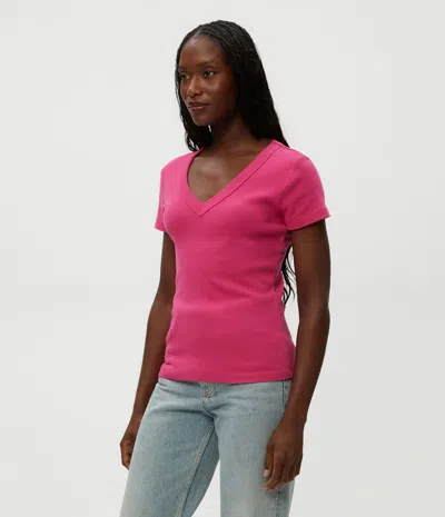 Michael Stars Nikki V-neck Tee In Pitaya