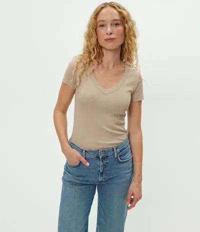 Michael Stars Nikki V-neck Tee In Brown
