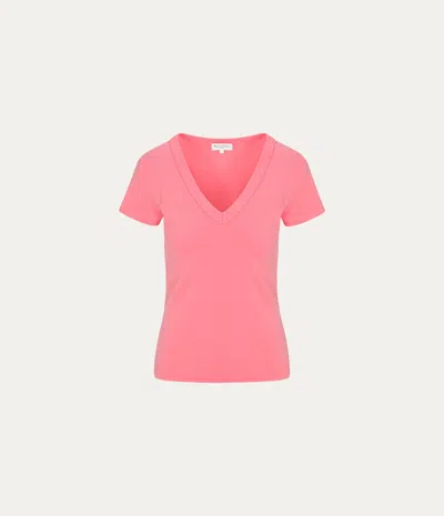Michael Stars Harlan Cropped V-neck Tee In Pink
