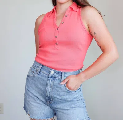 Michael Stars Norah Sleeveless Polo In Passionfruit In Multi