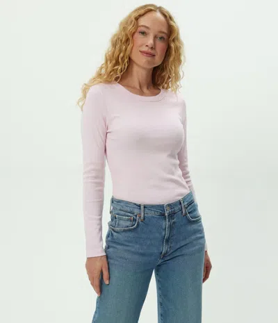 Michael Stars Palmer Cropped Long Sleeve Thermal T-shirt In Pink
