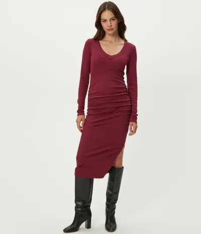 Michael Stars Nova Ribbed V-neck Dress In Blue
