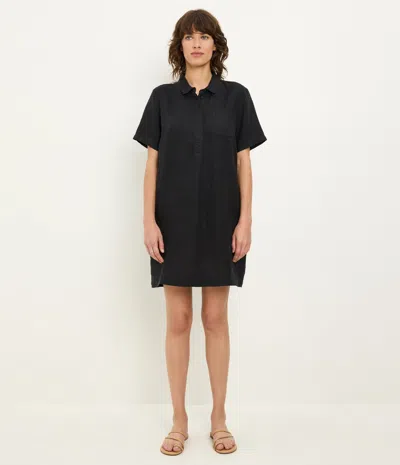 Michael Stars Ola Linen Utility Dress In Black