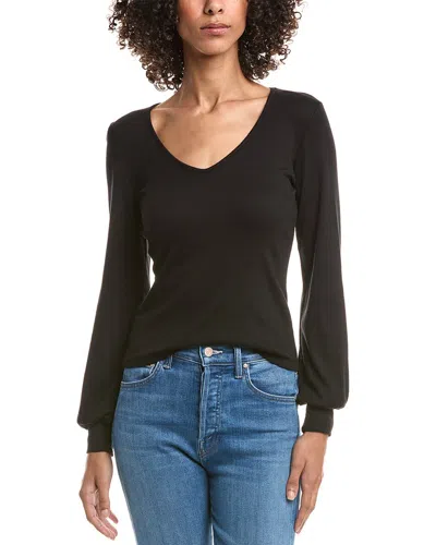 Michael Stars Kailee V-neck Long Sleeve Tee In Black