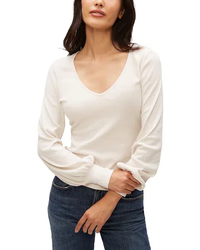 Michael Stars Olivia Balloon Sleeve Top In Chalk