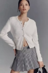 Michael Stars Opaline Crew-neck Cardigan Sweater In White
