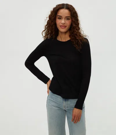 Michael Stars Paige Crewneck Ribbed Top In Black