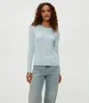Michael Stars Paige Crewneck Ribbed Top In Fountain