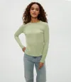 Michael Stars Paige Crewneck Ribbed Top In Seacrest