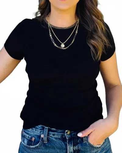 Michael Stars Paisley Crew Neck Tee In Black