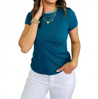 Michael Stars Paisley Crew Neck Tee In Lagoon In Blue