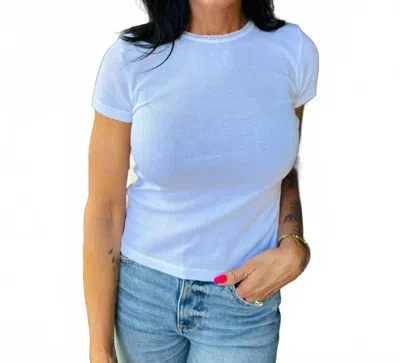 Michael Stars Paisley Crew Neck Tee In White In Blue