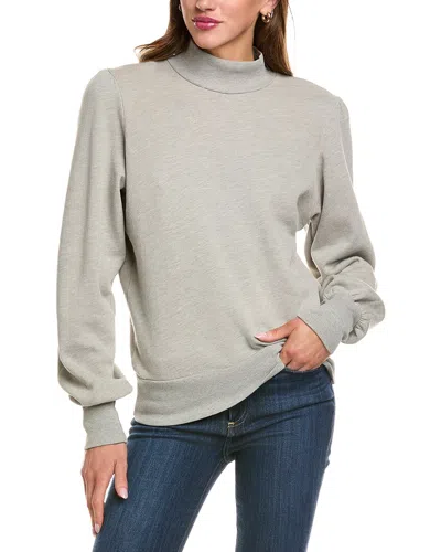 Michael Stars Paisley Puff Mock Neck Sweatshirt In Gray