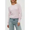 Michael Stars Palmer Cropped Long Sleeve Thermal T-shirt In Pink