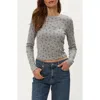 Michael Stars Palmer Floral Long Sleeve Thermal T-shirt In Gray