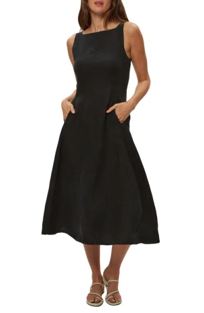 Michael Stars Palmira Fit & Flare Linen Blend Midi Dress In Multi
