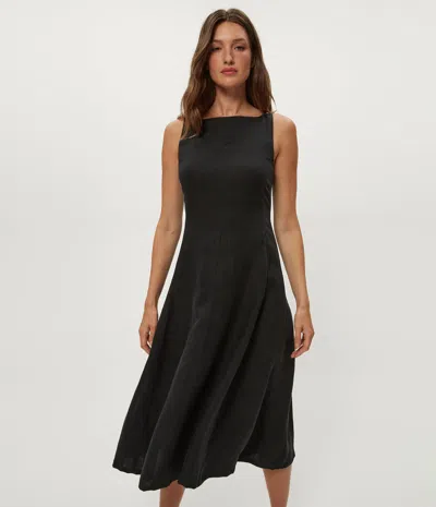 Michael Stars Palmira Linen Midi Dress In Black