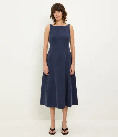 Michael Stars Palmira Linen Midi Dress In Blue