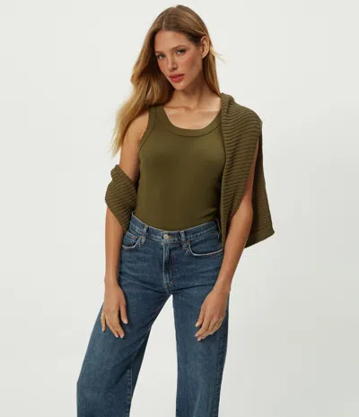 Michael Stars Halley Ribbed Tank With Ruching In Berrywood