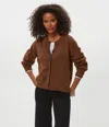 Michael Stars Parson Crewneck Cardigan In Brown