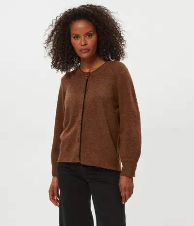 Michael Stars Parson Crewneck Cardigan In Brown