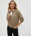 Michael Stars Parson Crewneck Cardigan In Brown