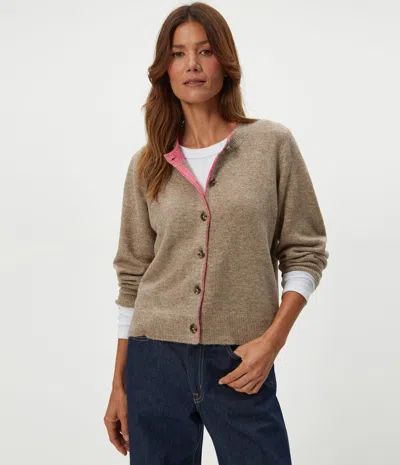Michael Stars Parson Crewneck Cardigan In Brown