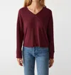 Michael Stars Patty V-neck Long Sleeve Top In Beetroot In Burgundy
