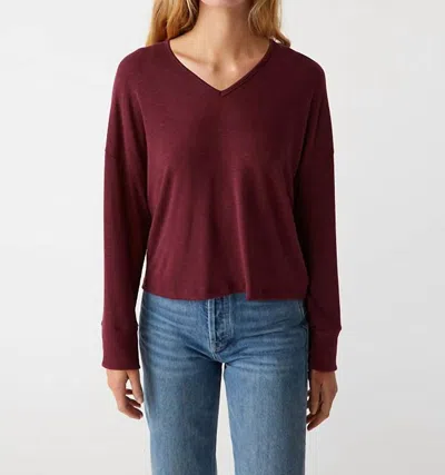 Michael Stars Patty V-neck Long Sleeve Top In Beetroot