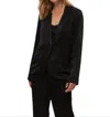 Michael Stars Paula Hammered Satin Blazer In Black