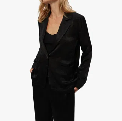 Michael Stars Paula Hammered Satin Blazer In Black