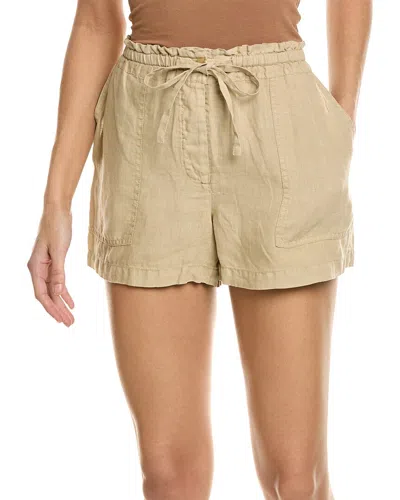 Michael Stars Paulette Linen Ruffled Waist Short In Brown