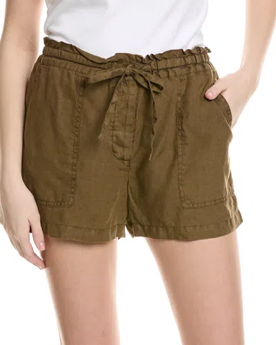 Michael Stars Paulette Linen Ruffled Waist Short In Green