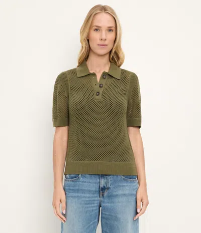 Michael Stars Perri Mesh Stitch Polo In Brown