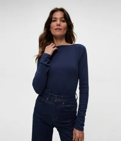 Michael Stars Petite Clarke Ruched Tee In Nocturnal