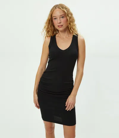 Michael Stars Petite Esme Ribbed Dress In Black
