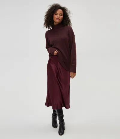 Michael Stars Petite Leila Bias Cut Midi Skirt In Beetroot