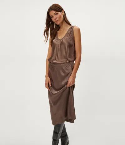 Michael Stars Petite Leila Bias Cut Midi Skirt In Brown