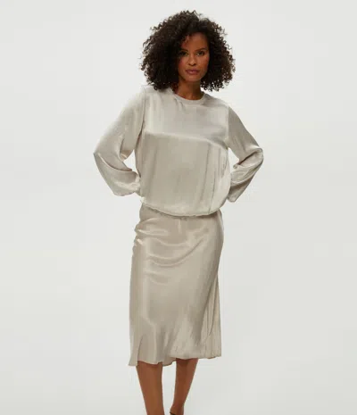 Michael Stars Petite Leila Bias Cut Midi Skirt In Cement
