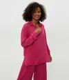 Michael Stars Petite Leo Gauze Button Down Shirt In Pitaya