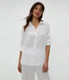 Michael Stars Petite Leo Gauze Button Down Shirt In White