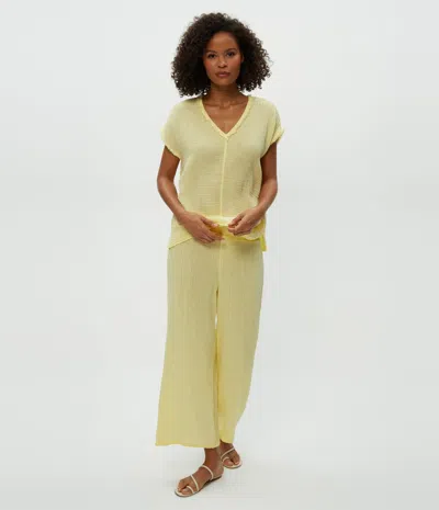Michael Stars Petite Medina Cropped Gauze Pant In Lemonade